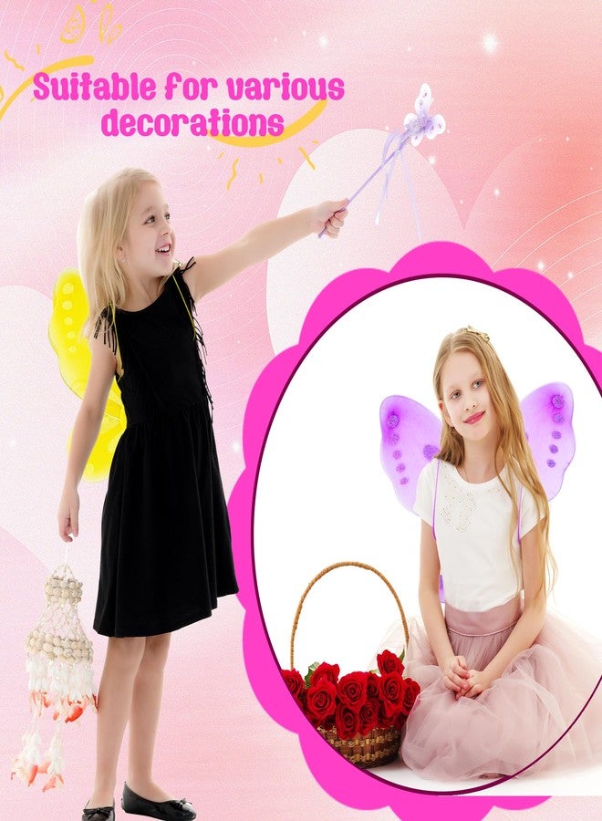 Flahard 18 Pack Girls Fairy Wings Bulk Butterfly Wings Butterfly Angel Costume Wing for Kids Cosplay Wedding Decoration Party Dress up, 9 Colors - Image 4